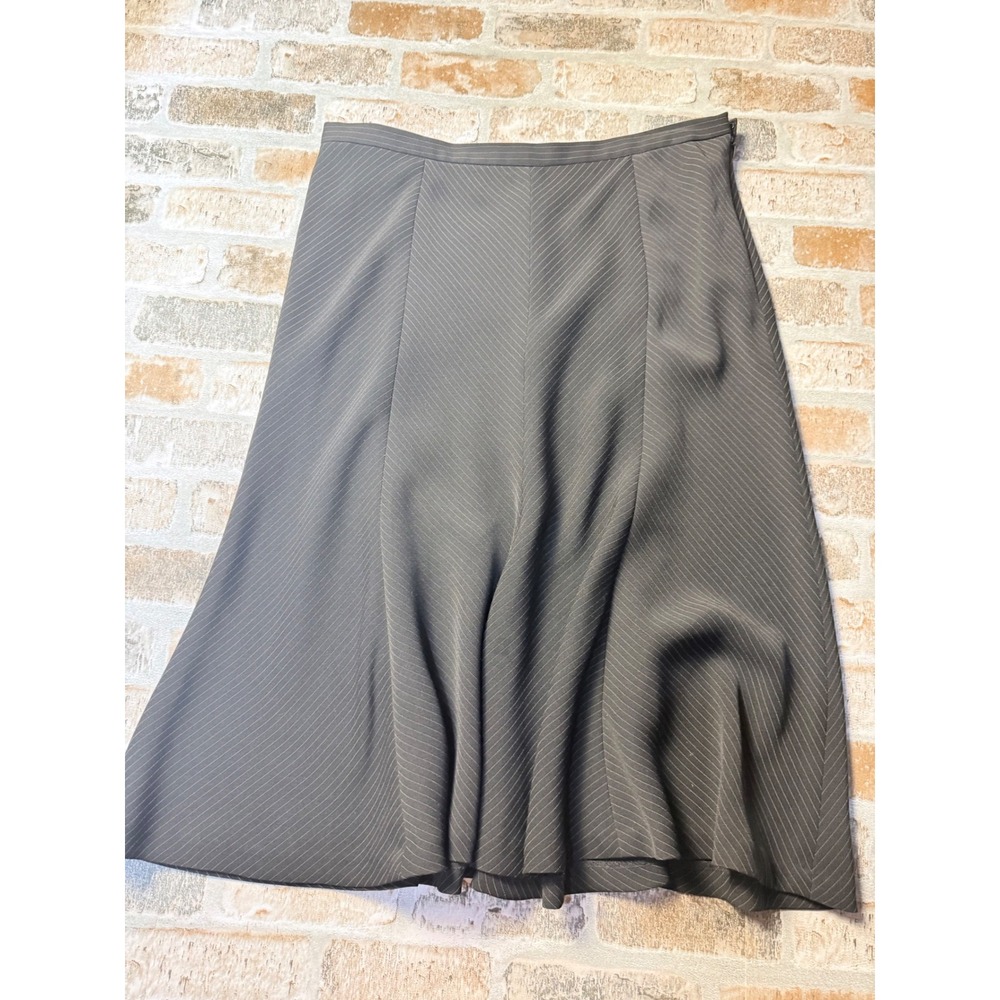 Dressbarn Womens Black Pinstripe A-Line Midi Skirt‎ Size 6 Office Career Lined